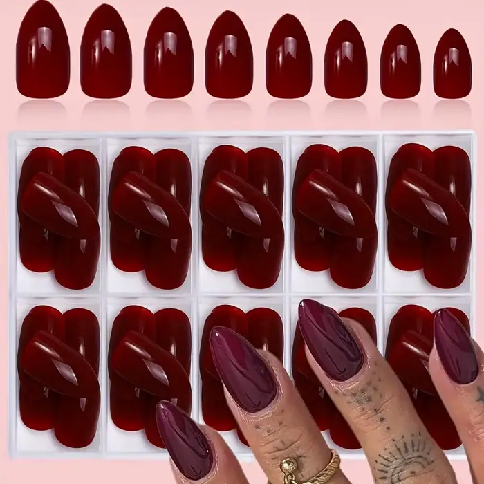 120 faux ongles courts à presser par boîte, couvrance totale, carrés brillants, en acrylique, pour f
