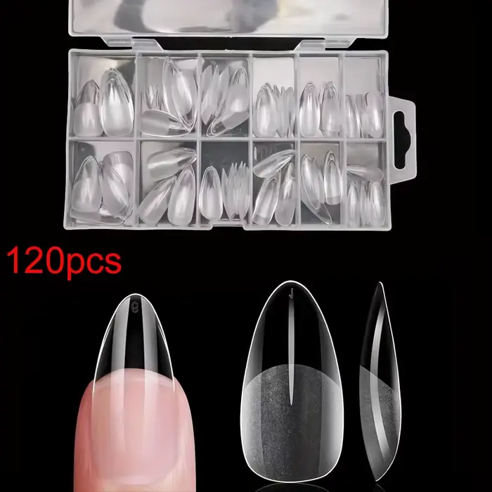Ensemble de faux ongles ronds longs en forme d'amande de 120 pièces