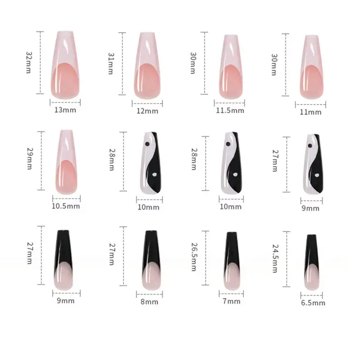 Faux Ongles Longs en Forme de Cercueil pour Manucure