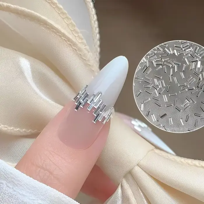 Strass réfléchissants pour ongles, 100/50 pièces, bande fine argentée, bandes de cristal pour Nail A