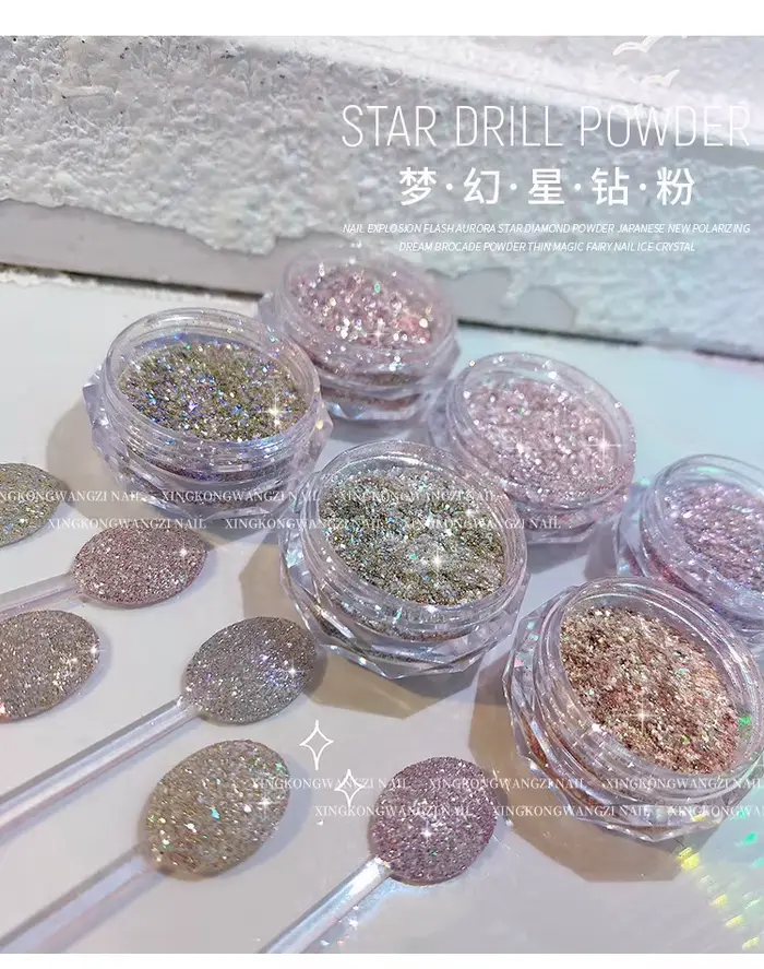 Poudre de diamant cristal pour ongles dorés