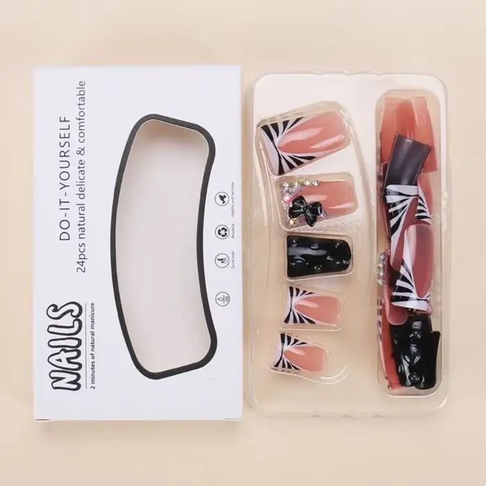 Q81B Presse sur les pointes français clous Faux Duck Faux avec des conceptions