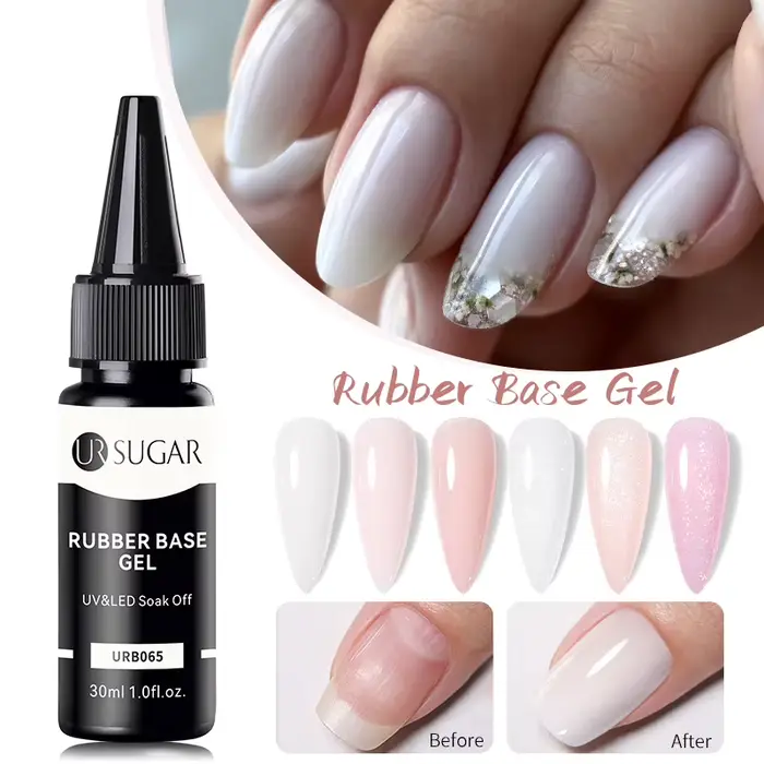 UR SUGAR-Gel de Base en Caoutchouc Flocons d'Or Rose