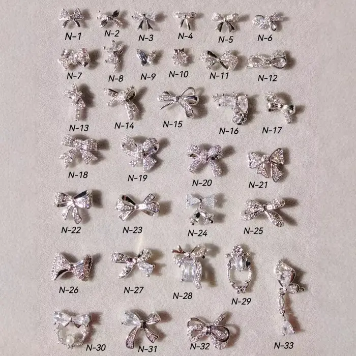 Nail Art Super Flash Zircon Bow Argent Petit Papillon Décorations pour Ongles