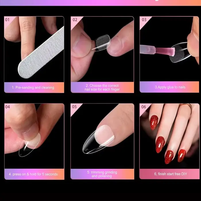 Ensemble de faux ongles ronds longs en forme d'amande de 120 pièces