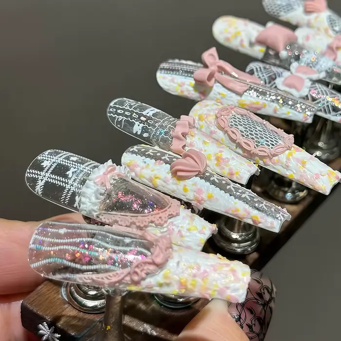 Moule à ongles crème à fleurs pour filles