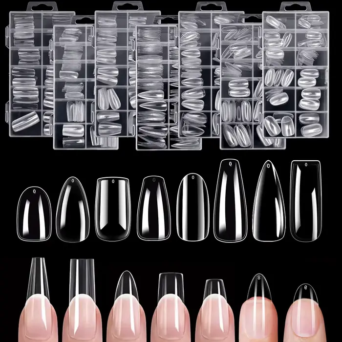120 pièces ensemble de pointes d'ongles claires cercueil amande mince Stiletto ovale carré et plus d