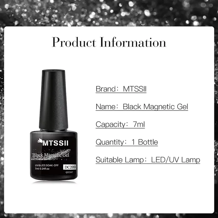 Vernis à ongles semi-permanent en gel magnétique noir cristal 7 ml