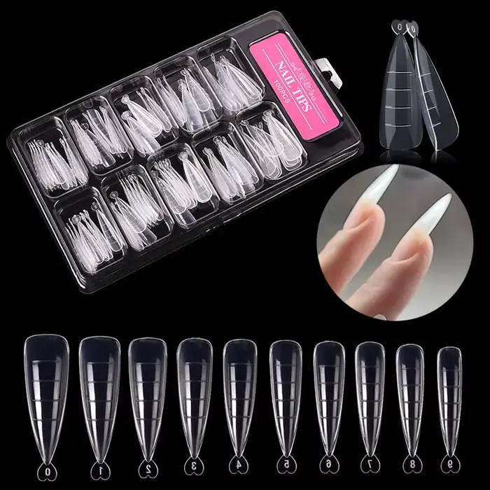 100 pièces pointues construction de Gel rapide faux ongles conseils moule forme acrylique système d'extension