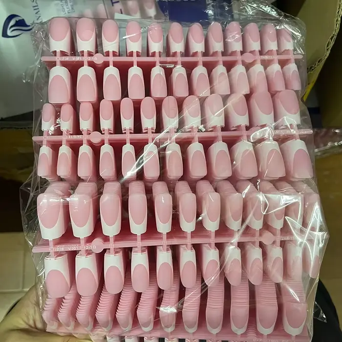 120 faux ongles français carrés moyennement longs en acrylique