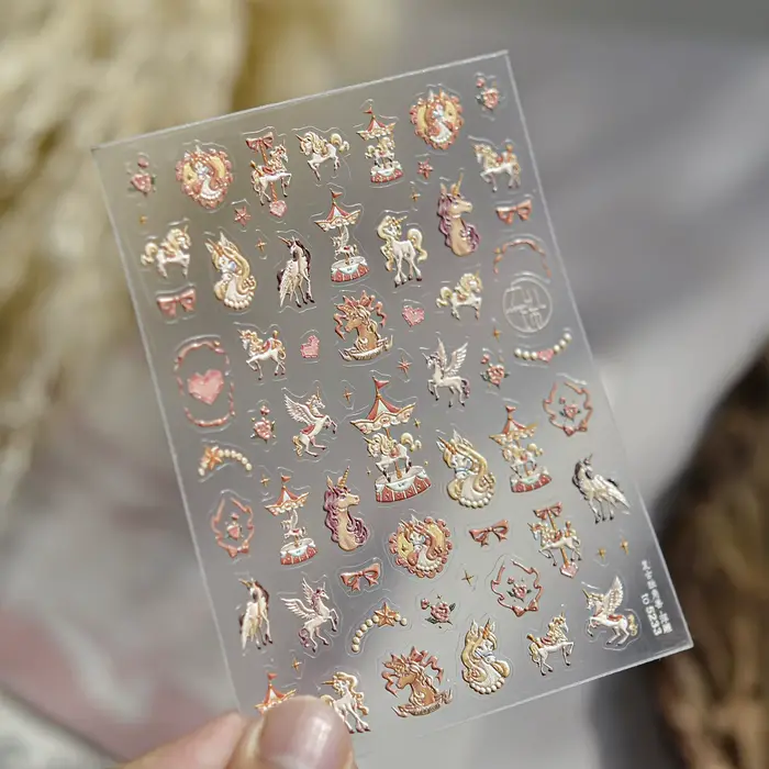 Autocollant pour ongles d'Halloween 5D en relief dessin animé Nail Art autocollants rétro lapin auto