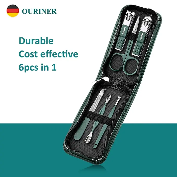 Ensemble de manucure avec étui en cuir