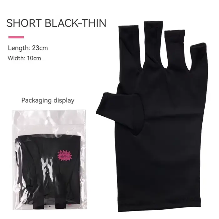 Outils pour ongles gants Uv Anti-ultraviolet soleil noir demi-exposition gants de Section courte moi