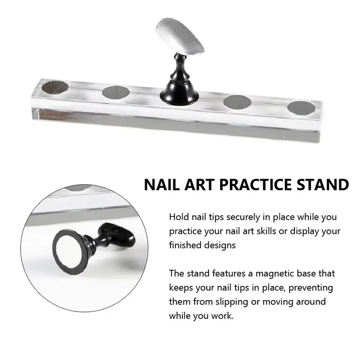 Présentoir de pratique pour Nail Art, ensemble de 5 pièces, échiquier, pointes magnétiques, support
