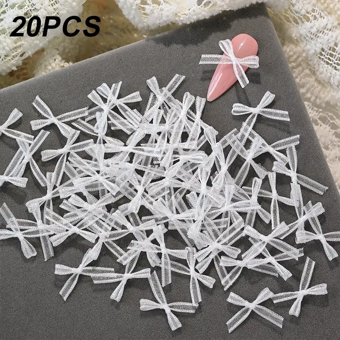 Nœuds en Organza japonais blanc rose