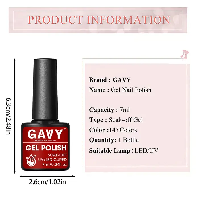 Kit de démarrage de vernis gel GAVY 6 pièces - Ensemble de vernis à ongles permanent brillant, adapté à la manucure DIY, printemps-été