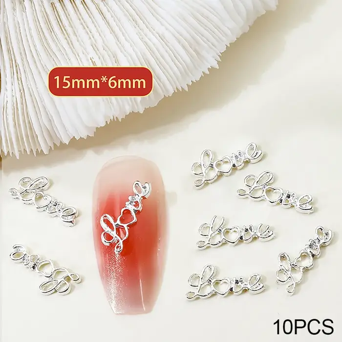 Breloques en métal avec lettres anglaises pour Nail Art