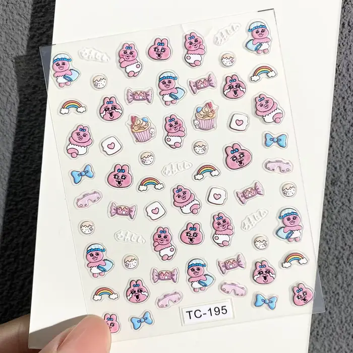 Autocollants pour ongles de style japonais Opanchu, motifs dessin animé en relief, mignons, pour DIY