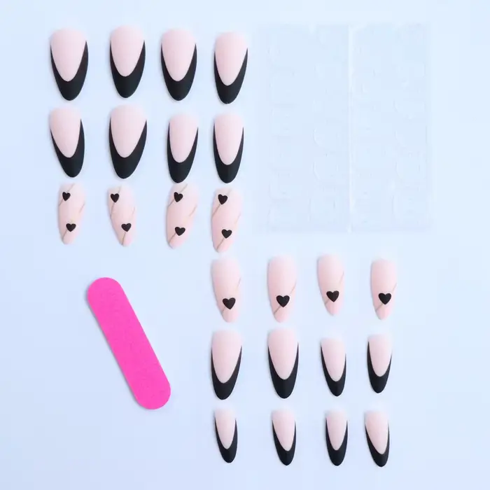 ARTAUG 24 pièces moyen Stiletto rose presse sur ongles couverture complète faux ongles ensemble pres