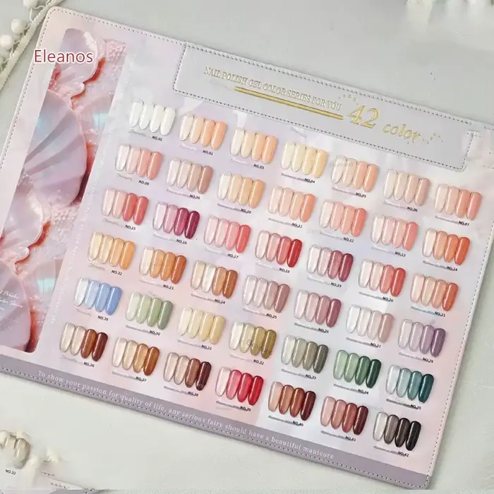 Eleanos 42 pièces * 15ml gelée nue Gel vernis à ongles avec carte de couleur Semi Transparent Nail Art fournitures