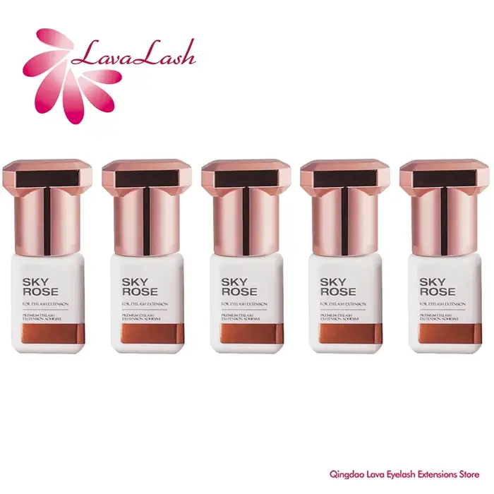 5 bouteilles SKY Rose colle Extensions de cils 1s séchage rapide corée ciel colle 5ml faux cils coll