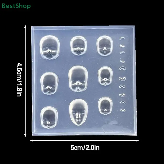 ♥ Moule 3D en Silicone pour poupée visage humain, décorations pour Nail Art, modèle de manucure Tran