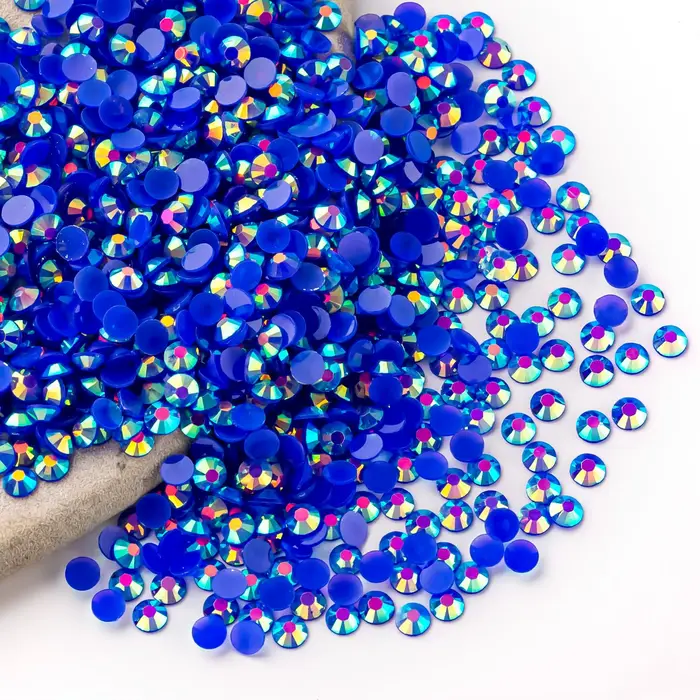 Strass en résine AB bleu roi effet gelée 2mm 3mm 4mm 5mm 6mm, perles imitation pierres précieuses po