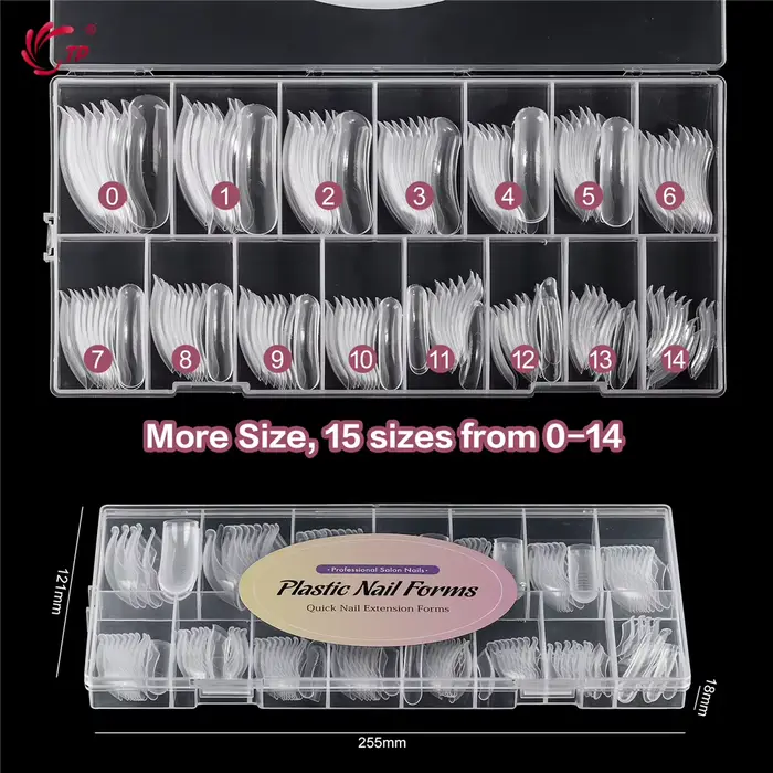 TP 150 pièces formes d'ongles cercueil incurvées longues moule à ongles clair pour Gel d'ongle Poly Extension acrylique