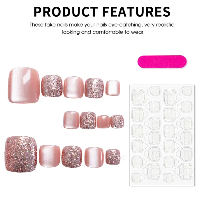 Faux ongles yeux de chat avec paillettes