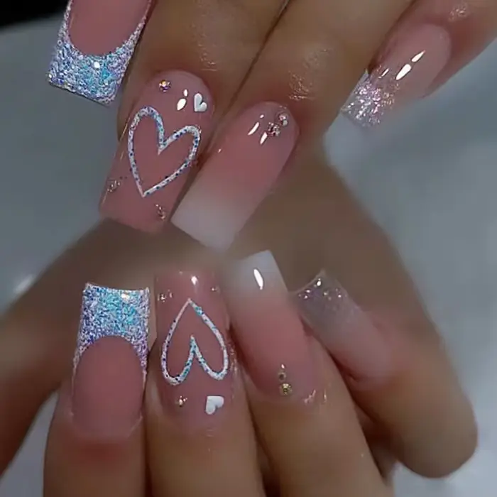 ARTAUG 24 pièces élèvent votre Style carré moyen presse sur les ongles rose presse sur les ongles am