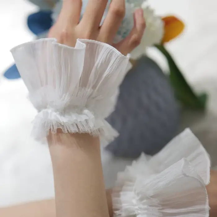 Décorations d'ongles pour Nail Art, faux manchette plissée en dentelle, accessoires de photographie