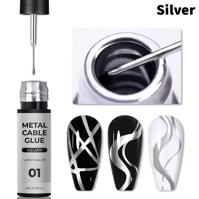 Vernis à ongles en Gel métallique argenté Super brillant, 5ml, pour dessin, rayures, Graffiti, ligne