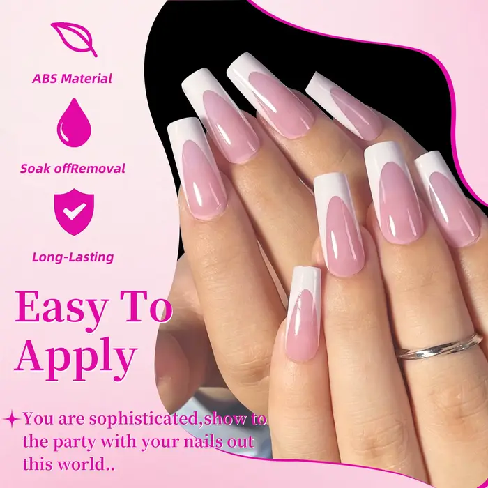 144 pièces français noir rose main et pied portant des ongles ensemble court carré faux ongles press
