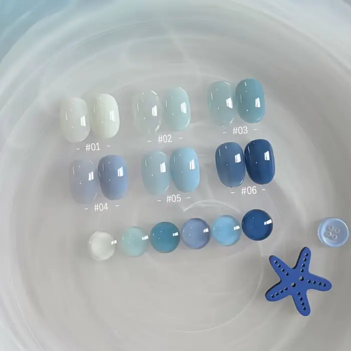MIANEL 10ml Série Aquamarine Vernis à Ongles Gel Nouvelle Collection Été 2026 Bleu Glacé Translucide Lacté