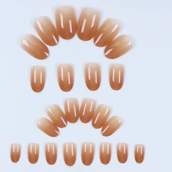 24 pièces d'ongles minimalistes courts dégradés français avec 1 gel de gelée et 1 lime à ongles