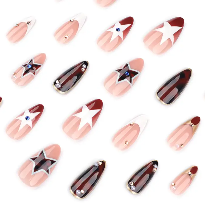 Automne marron français presse sur ongles