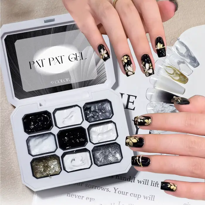 1 pièce Gel de vernis à ongles solide noir et blanc