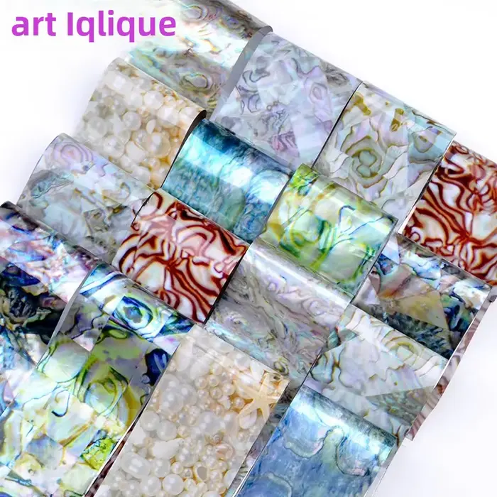 16 pièces Nail Art feuille décalcomanies étoilé marbre dégradé labyrinthe coquille conception 4x20 cm bricolage créatif manucure transferts