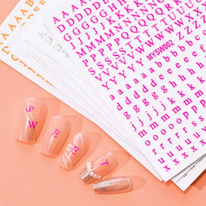 Autocollant pour ongles Alphabet 3D, 1 pièce, Laser argent/or, 26 lettres anglaises, décalcomanies p