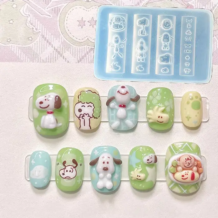Moule 3D en Silicone pour Nail Art, dessin animé Hello Kitty lapin ours, sculpture en Relief, bricol
