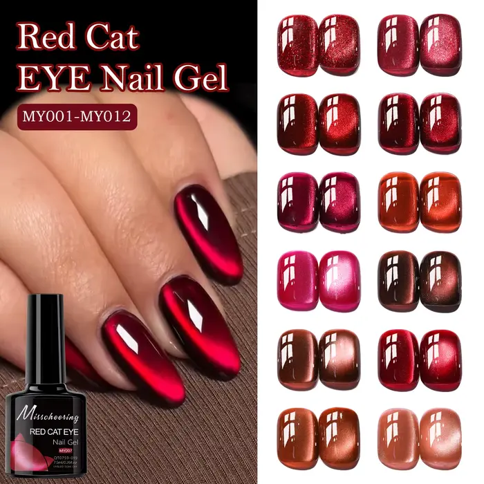 7.5ml rouge rubis oeil de chat Gel magnétique vernis à ongles pour ongles orteils bricolage verre ét