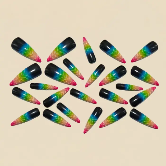 Faux ongles longs en forme de goutte d'eau 3D pour femmes et filles
