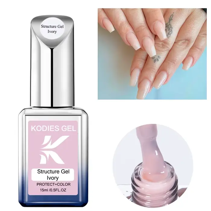 KODIES GEL Structure Base en caoutchouc Gel vernis à ongles ivoire Beige vernis à ongles Semi Perman