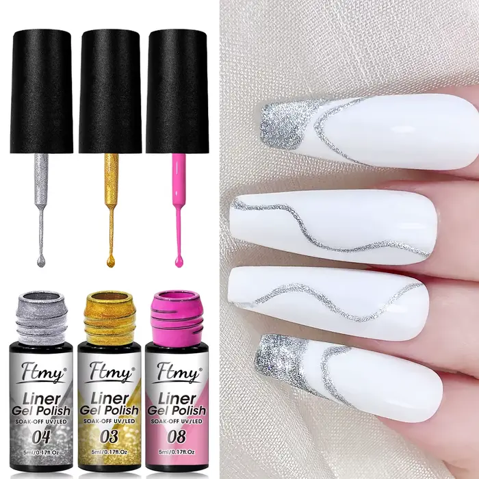 3 pièces/ensemble peinture métallique revêtement Gel argenté Champagne doré Rose doré Gel vernis à o