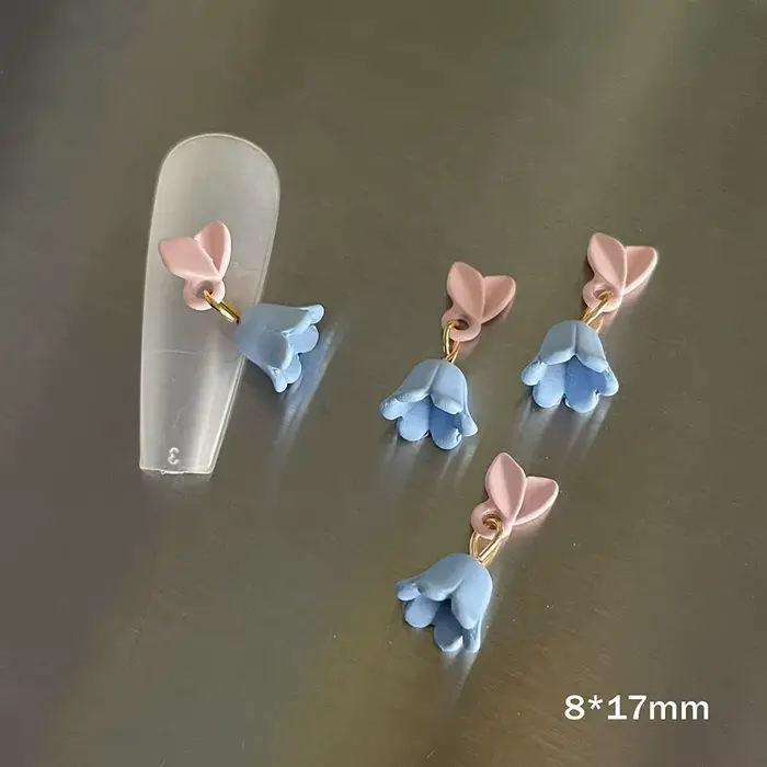 Breloques métalliques pour ongles, fleur de cloche, ornement à l'huile de Rotterdam et feuilles de l