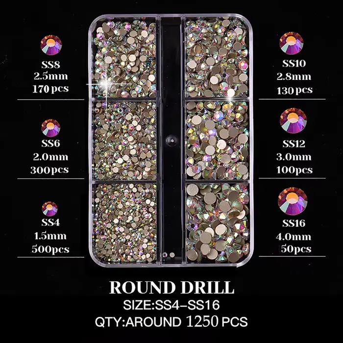 Breloques pour ongles en cristal coloré à dos plat