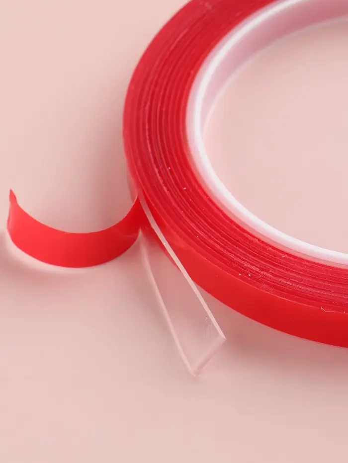 Rouleau de ruban adhésif rouge Double face pour ongles, 1 rouleau, bande de colle acrylique forte po