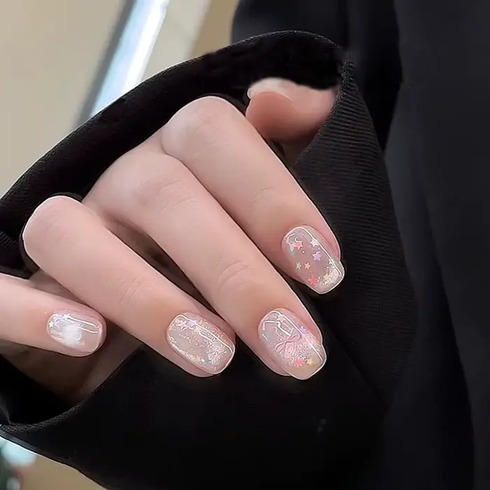 Paillettes pour ongles couleur Macaron en forme d'étoile
