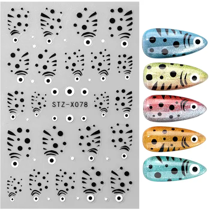 2 pièces leurre de pêche Nail Art autocollant Design poisson mignon ongles décalcomanies breloques