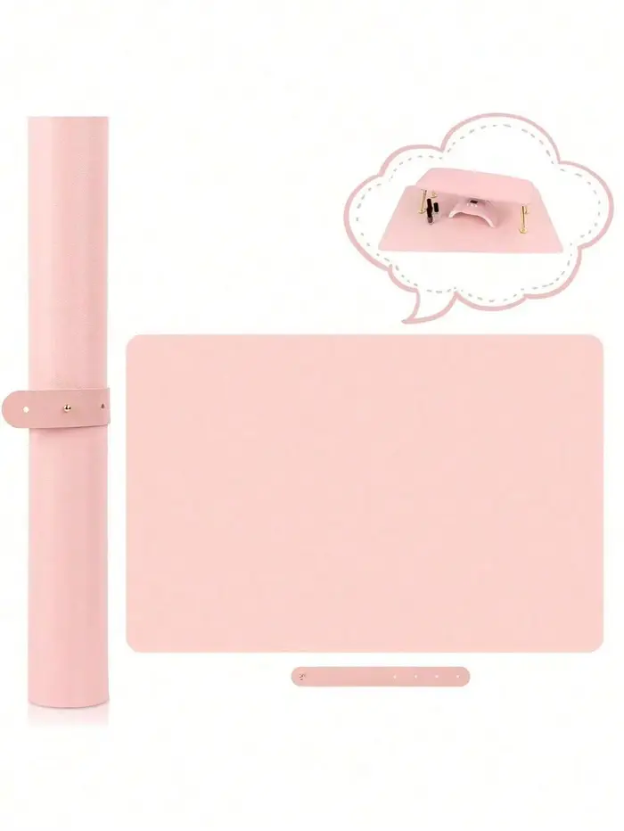 Polymères de table rose pour nail art, 1/2 pièces, portable, pliable, pour accoudoir, en cuir microc